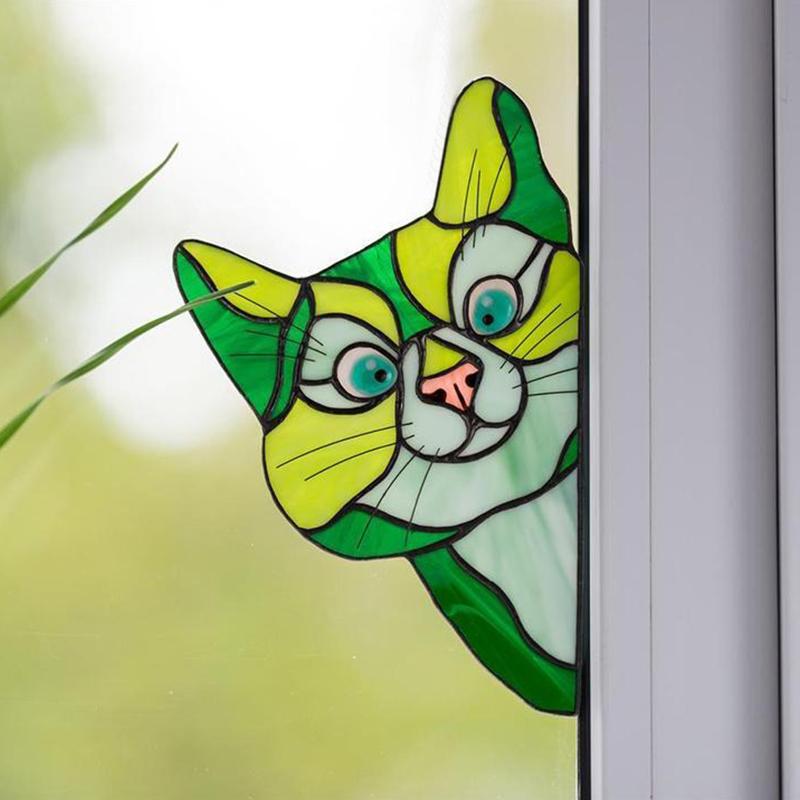 😻Décor de Chat Drôle pour Fenêtres