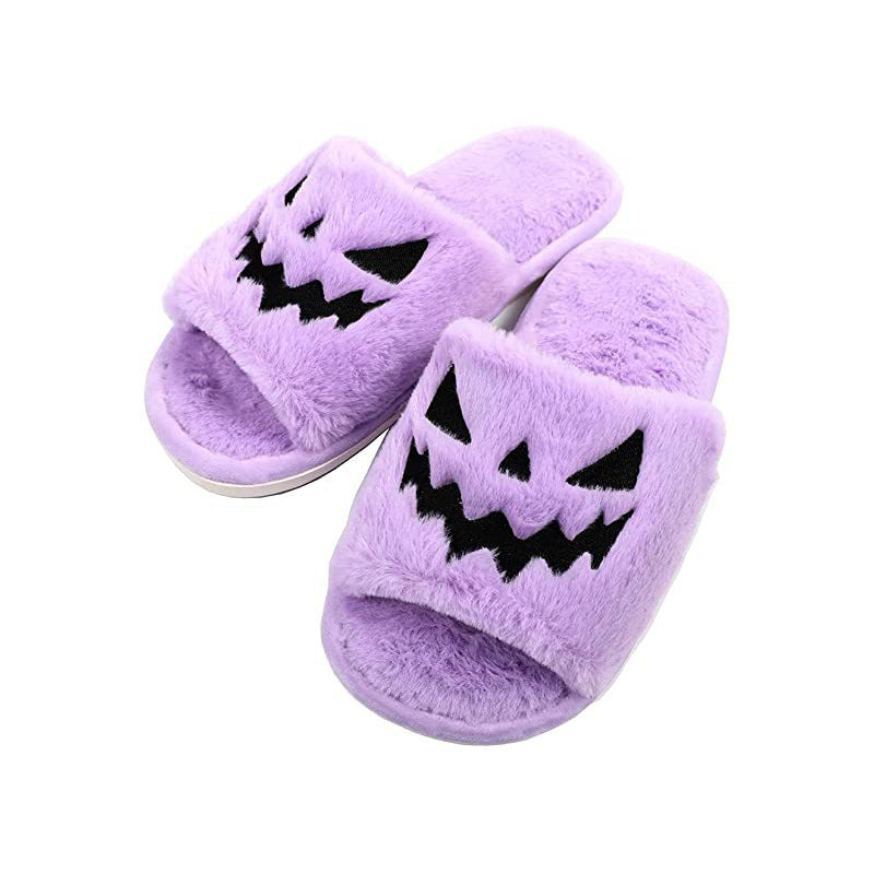 Chaussons d'Halloween Visage de Citrouille