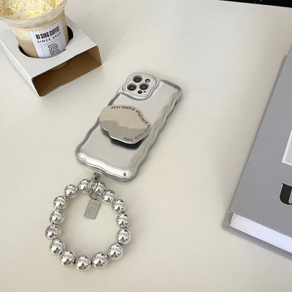 Étui à Coussin d'Air avec Bracelet Boule en Argent Mat pour IPhone