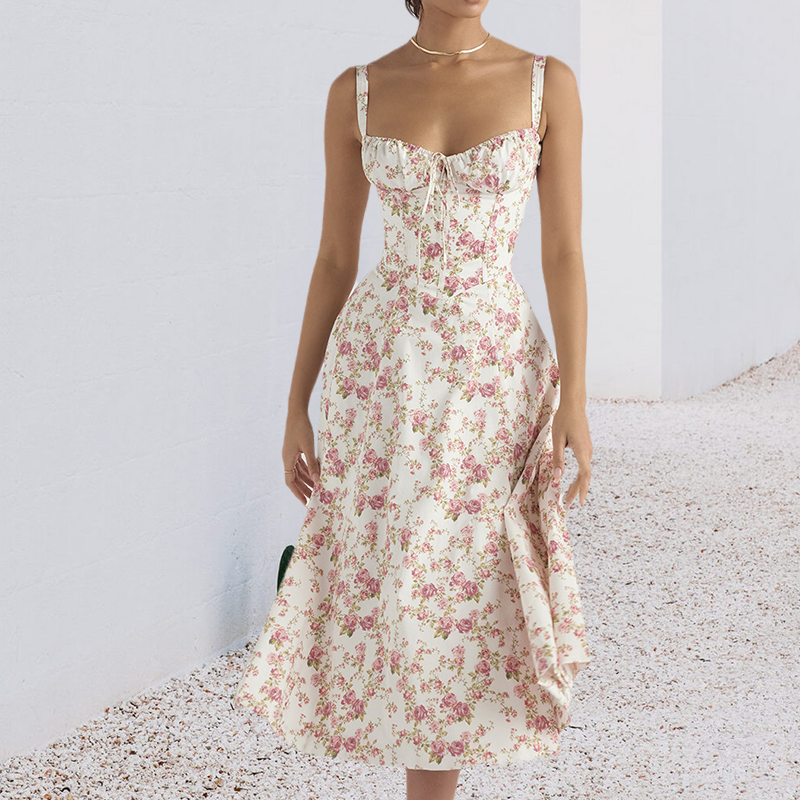 Robe d'été Bustier à Imprimé Carmen