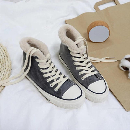 Chaussures de sport en fourrure hiver pour femmes