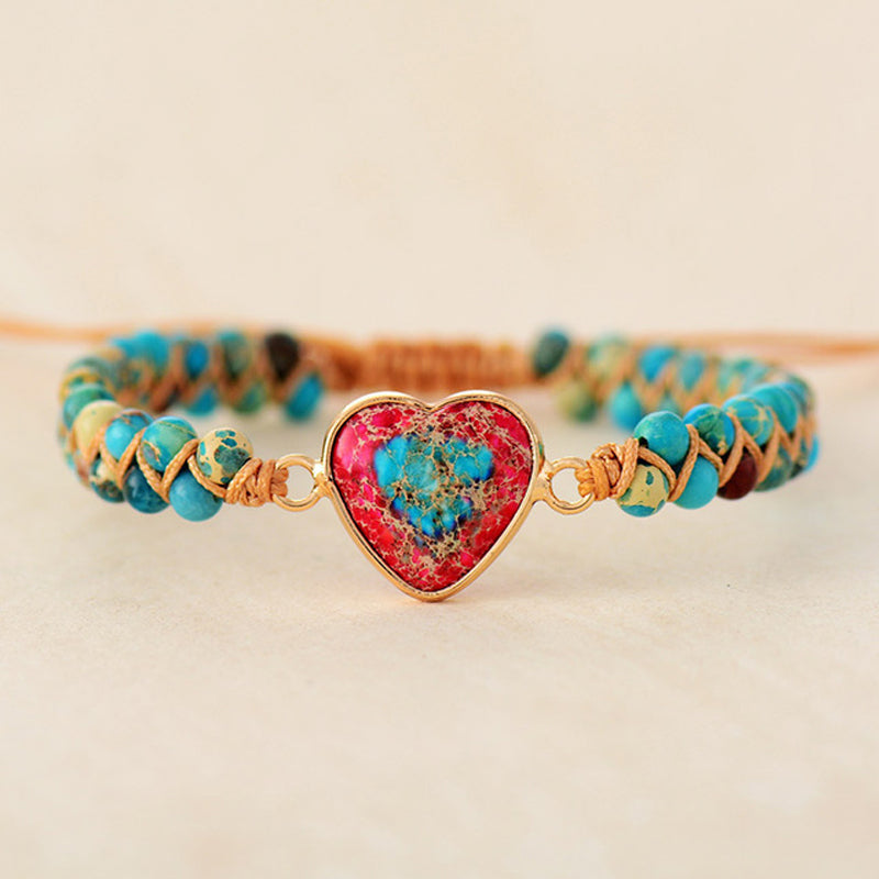 💓À ma petite-fille Love You Forever Jasper Heart Bracelet🎁