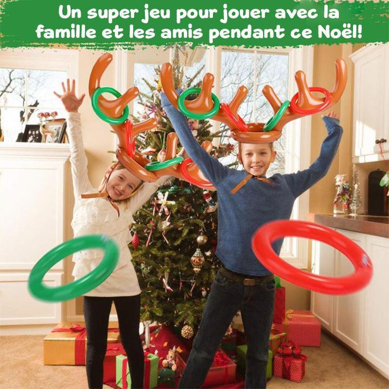 Jeu de Lancer de Bagues en Bois de Renne de Noël