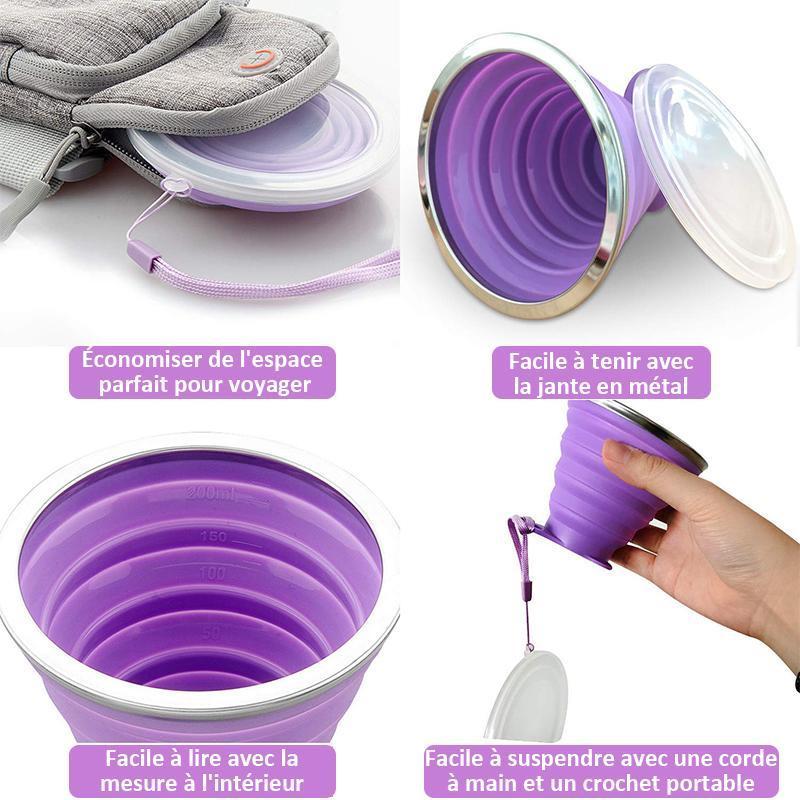 Tasse Portative De Voyage En Silicone Pliable