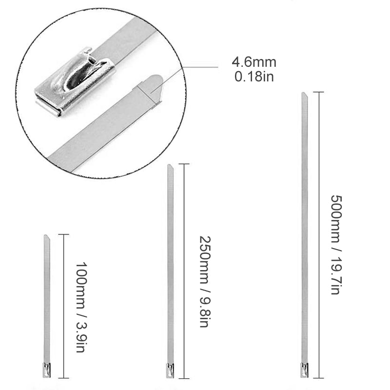 Attaches Etalliques à Fermeture Rapide pour Câbles (100 PCs)