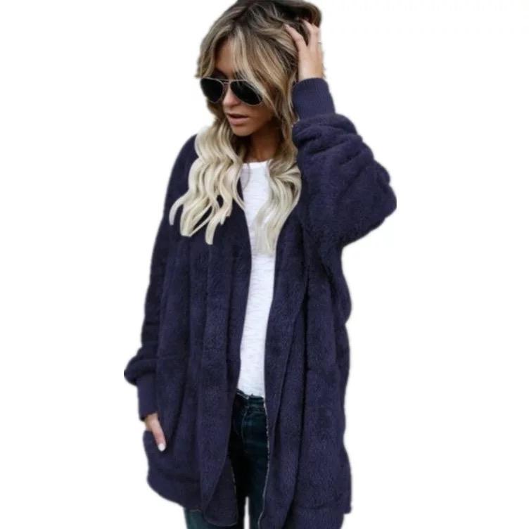 Manteau moelleux à capuche d'hiver pour femme