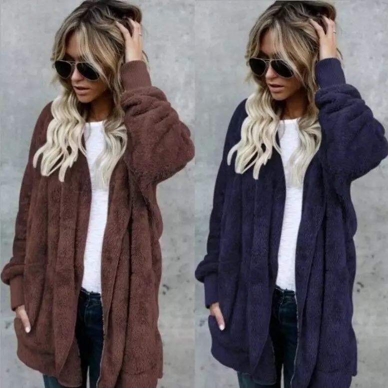 Manteau moelleux à capuche d'hiver pour femme