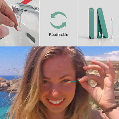 Coton-tige réutilisable pour le nettoyage et le maquillage des oreilles