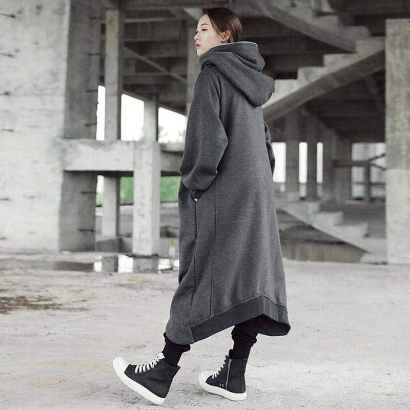 Manteau long à capuche unisexe à manches longues