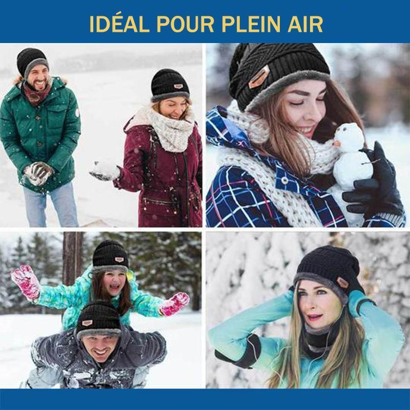 Ensemble Hiver Bonnet avec Écharpe en Tricot