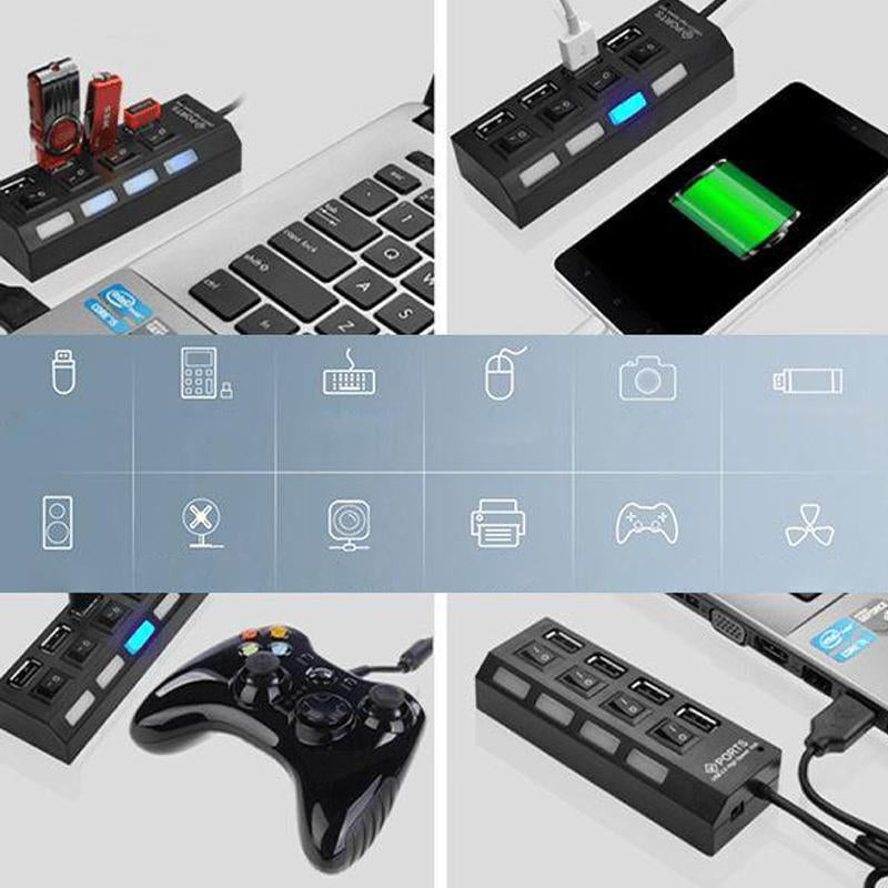 ✔️Concentrateur USB Haute Vitesse à Plusieurs Ports avec Interrupteurs Indépendants