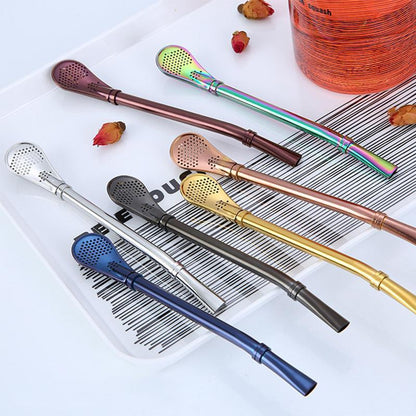 Cuillère à café paille en acier inoxydable