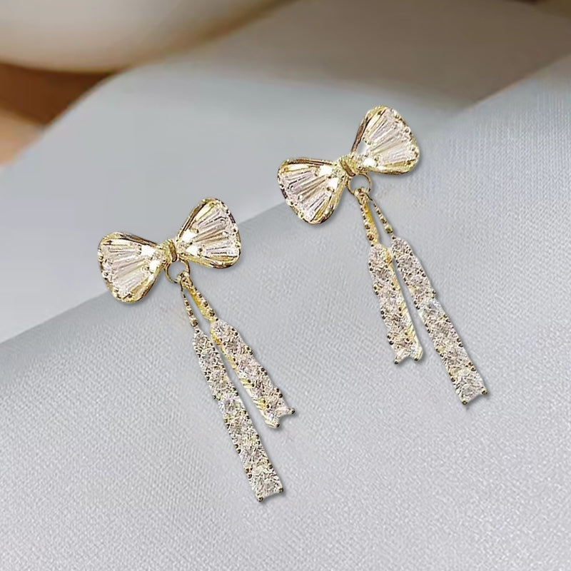 Boucles d'Oreilles en Diamant avec Nœud Français