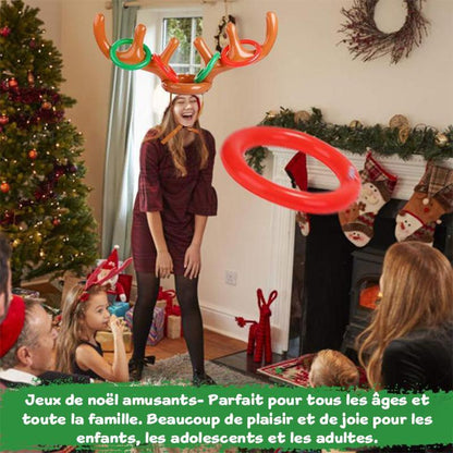 Jeu de Lancer de Bagues en Bois de Renne de Noël