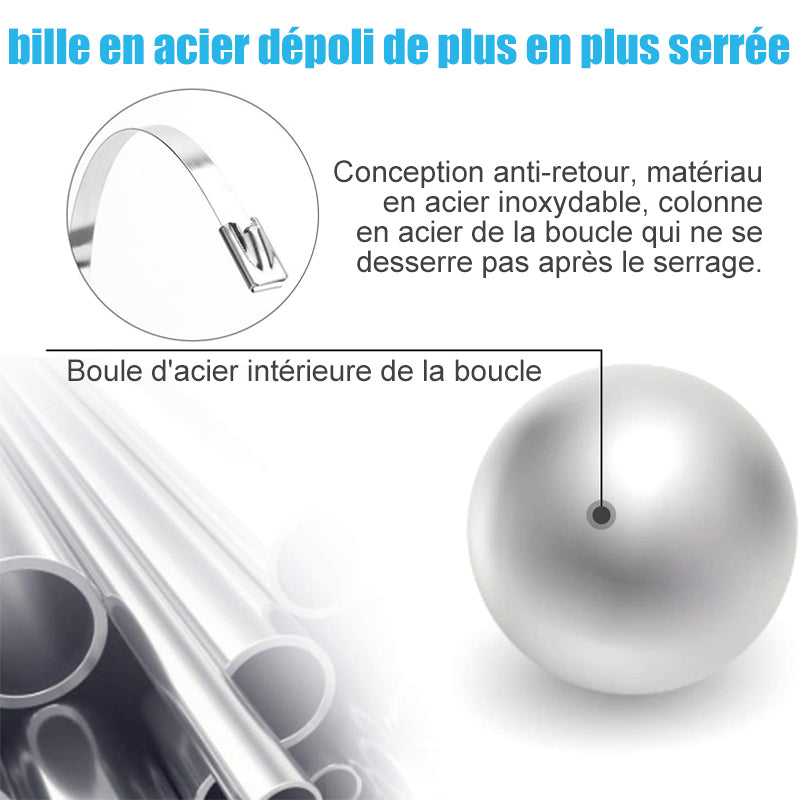 Attaches Etalliques à Fermeture Rapide pour Câbles (100 PCs)