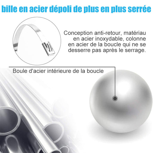 Attaches Etalliques à Fermeture Rapide pour Câbles (100 PCs)