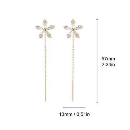 Boucles d'Oreilles Fleur à Franges Brillantes