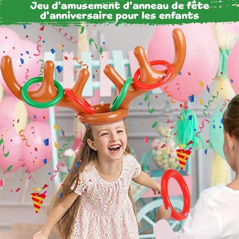 Jeu de Lancer de Bagues en Bois de Renne de Noël