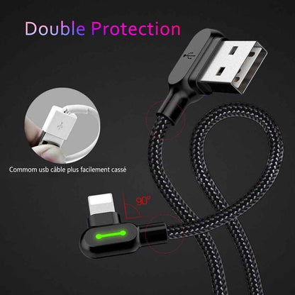90 Dégrée Câble de Chargeur en Nylon Tressé
