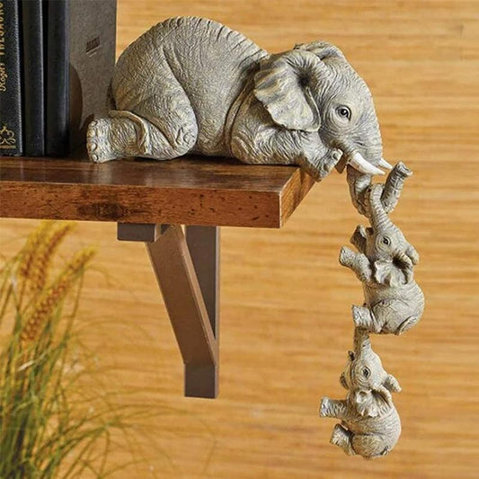 Figurine Mère Éléphant et Bébé Éléphant Décoration d'Étagère