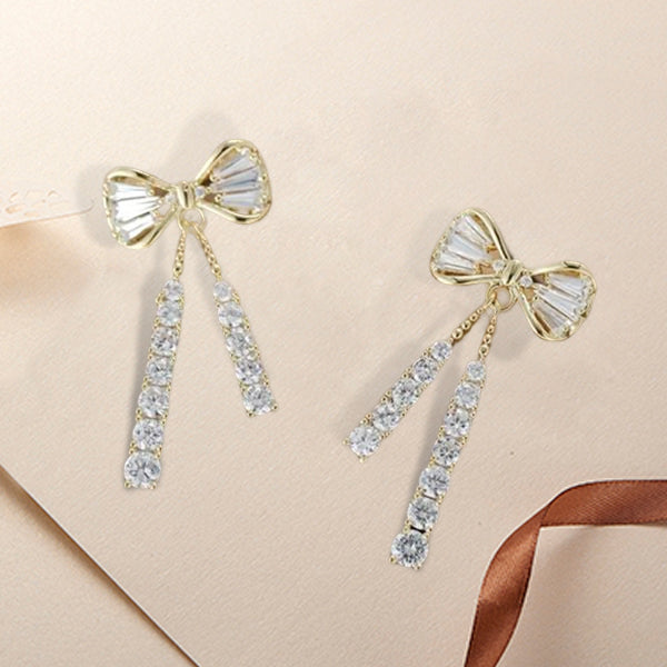 Boucles d'Oreilles en Diamant avec Nœud Français