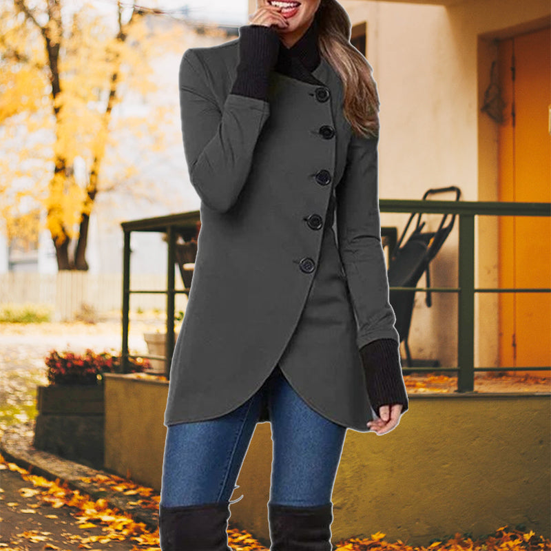 Veste Boutonnée Coupe-vent à Ouverture Oblique