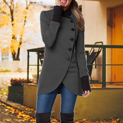 Veste Boutonnée Coupe-vent à Ouverture Oblique