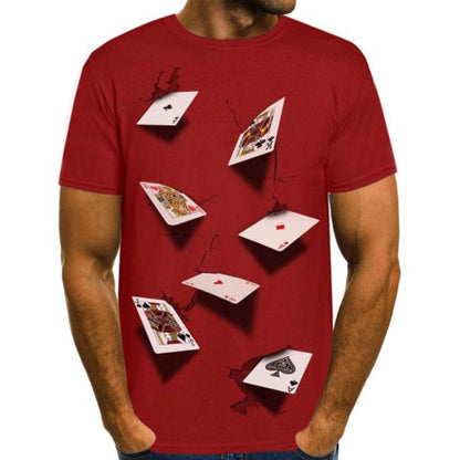 T-Shirt Avec 3D Impression Jouer Aux Cartes