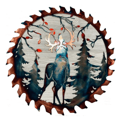 Art Mural en Métal Découpé à la Lame de Scie à Cerf
