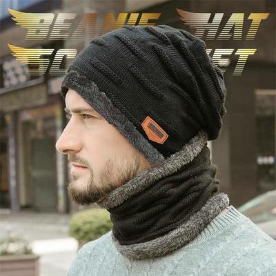 Ensemble Hiver Bonnet avec Écharpe en Tricot