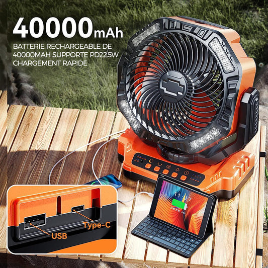 Ventilateur LED de Camping avec Lumière