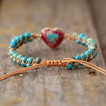💓À ma petite-fille Love You Forever Jasper Heart Bracelet🎁