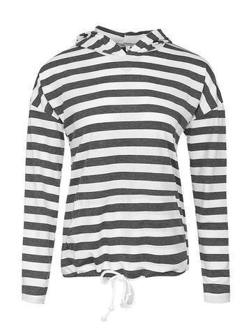 Pull rayé noir et blanc à capuche