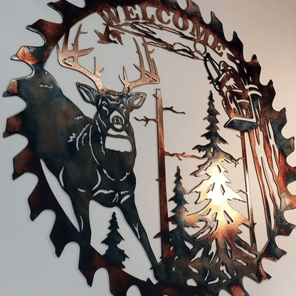 Art Mural en Métal Découpé à la Lame de Scie à Cerf