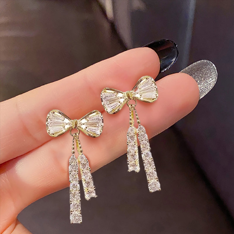 Boucles d'Oreilles en Diamant avec Nœud Français