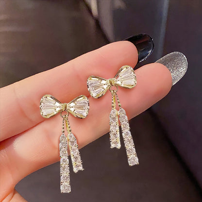 Boucles d'Oreilles en Diamant avec Nœud Français