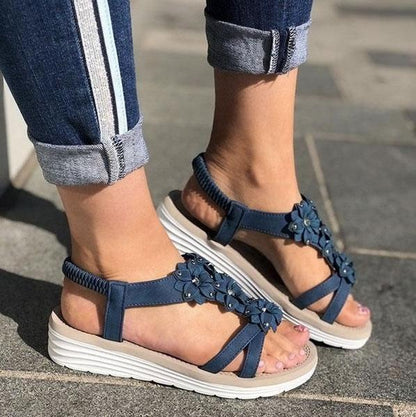 Sandales Compensées à Fleurs pour L'été