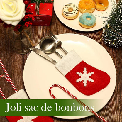 Sac de Couverts de Noël Chaussette Flocon de Neige