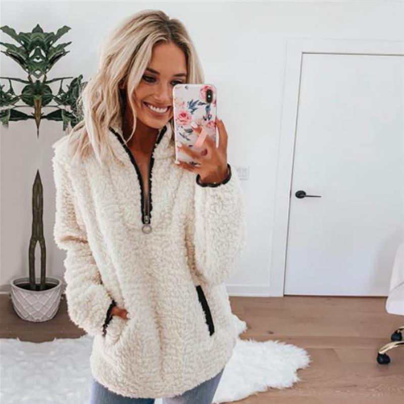 Manteau Zippé À Manches Longues
