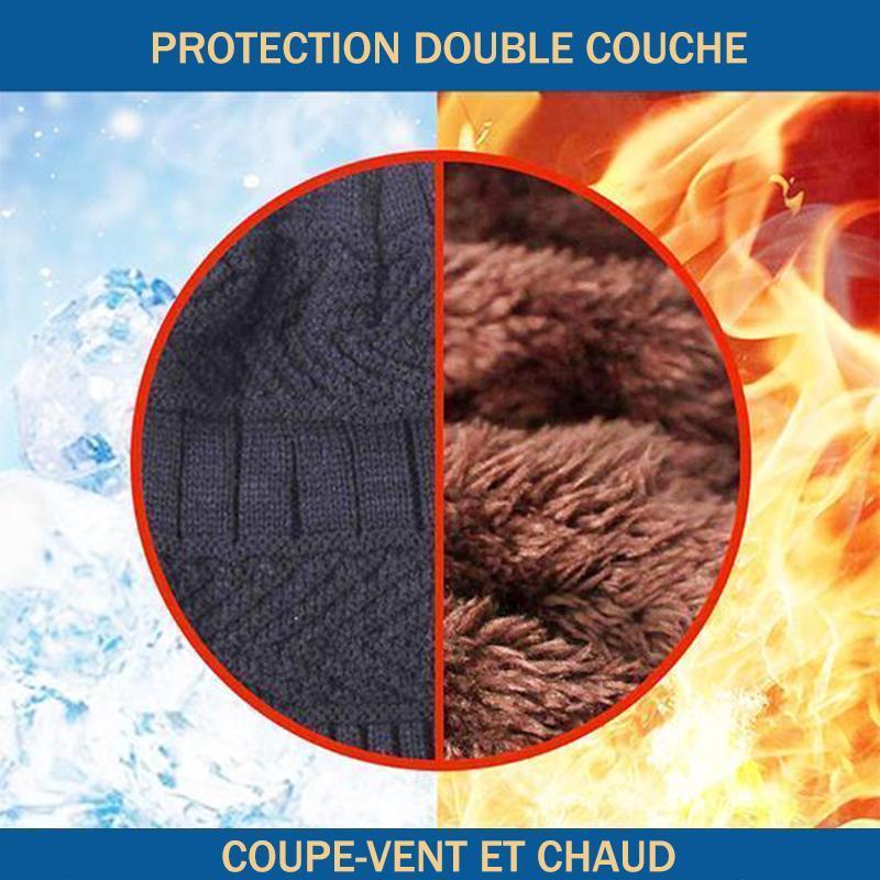Ensemble Hiver Bonnet avec Écharpe en Tricot