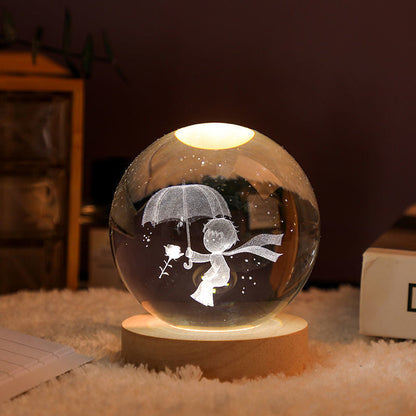 Veilleuse boule de cristal rougeoyante