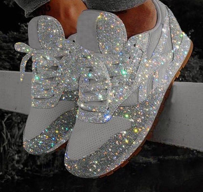 Chaussures de Sport Blanches Étincelantes pour Femmes