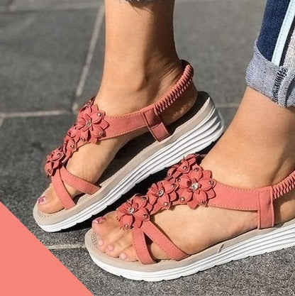 Sandales Compensées à Fleurs pour L'été