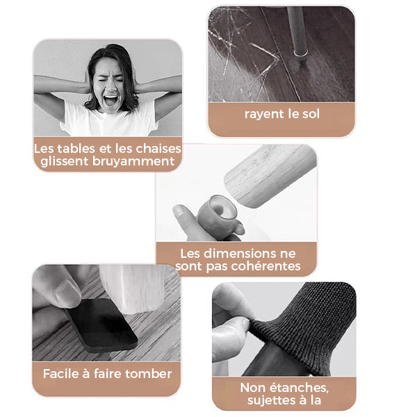 Pieds de table antidérapants silencieux