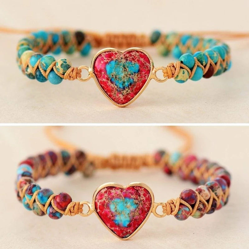 💓À ma petite-fille Love You Forever Jasper Heart Bracelet🎁