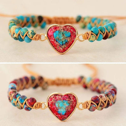 💓À ma petite-fille Love You Forever Jasper Heart Bracelet🎁