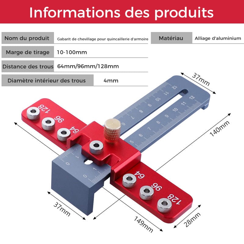 Perforateur de Trous de Poignée de Tiroir