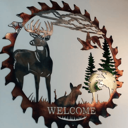 Art Mural en Métal Découpé à la Lame de Scie à Cerf