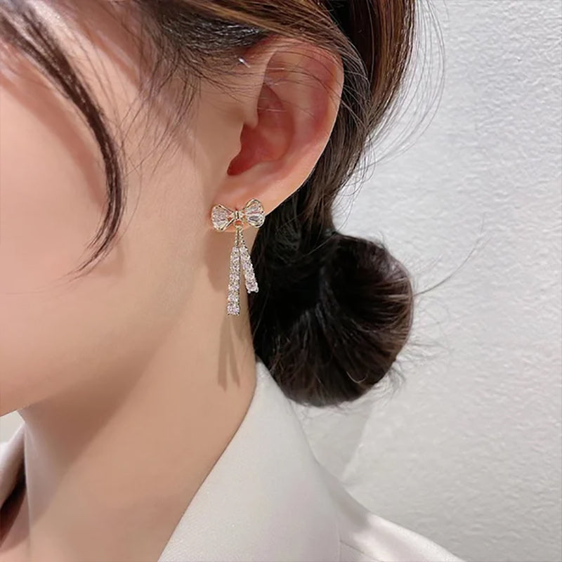 Boucles d'Oreilles en Diamant avec Nœud Français