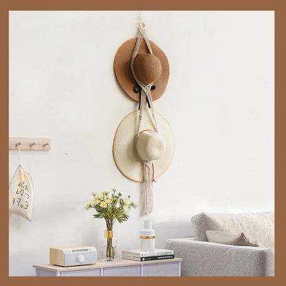 Porte-chapeau Boho décoratif en lin fait à la main pour tenture murale